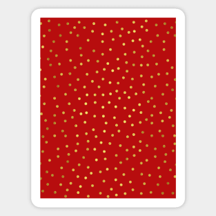 Red and gold polka dot pattern. Minimalist Christmas gold pattern. Calm falling snowflakes pattern in minimalistic style. Sticker